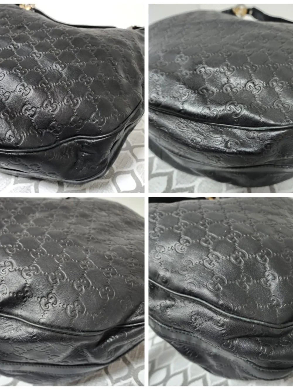 Authentic GUCCI Guccissima Leather Twins Large Hobo Bag Black